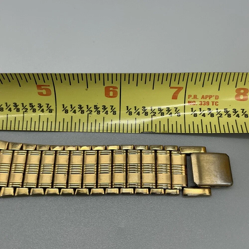 Vintage Citizen Mens Watch 24mm Black Dial Gold Tone Broken Band New Battery